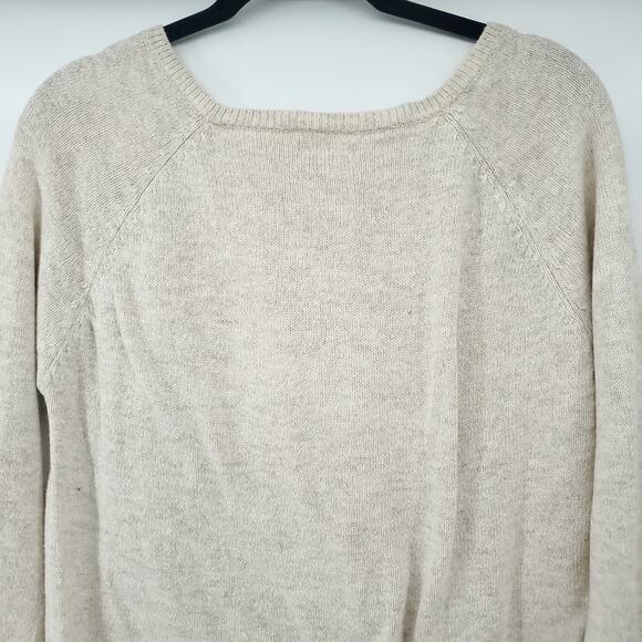 Silence + Noise Boho Minimal Cream Angora Mixed Stitch Chunky Knit Crew Henley S - Picture 10 of 11